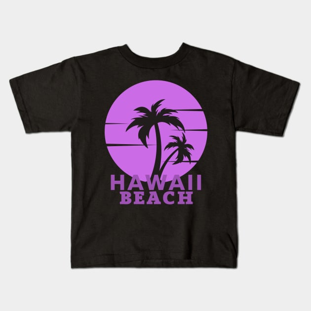 Hawaii Beach sunset Palm Trees Kids T-Shirt by bougieFire